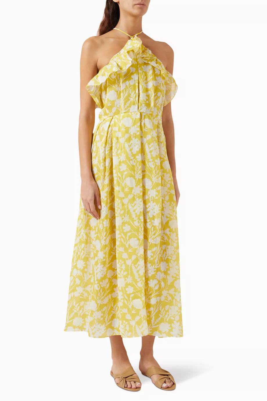 Geometric Ruffled Maxi Dress