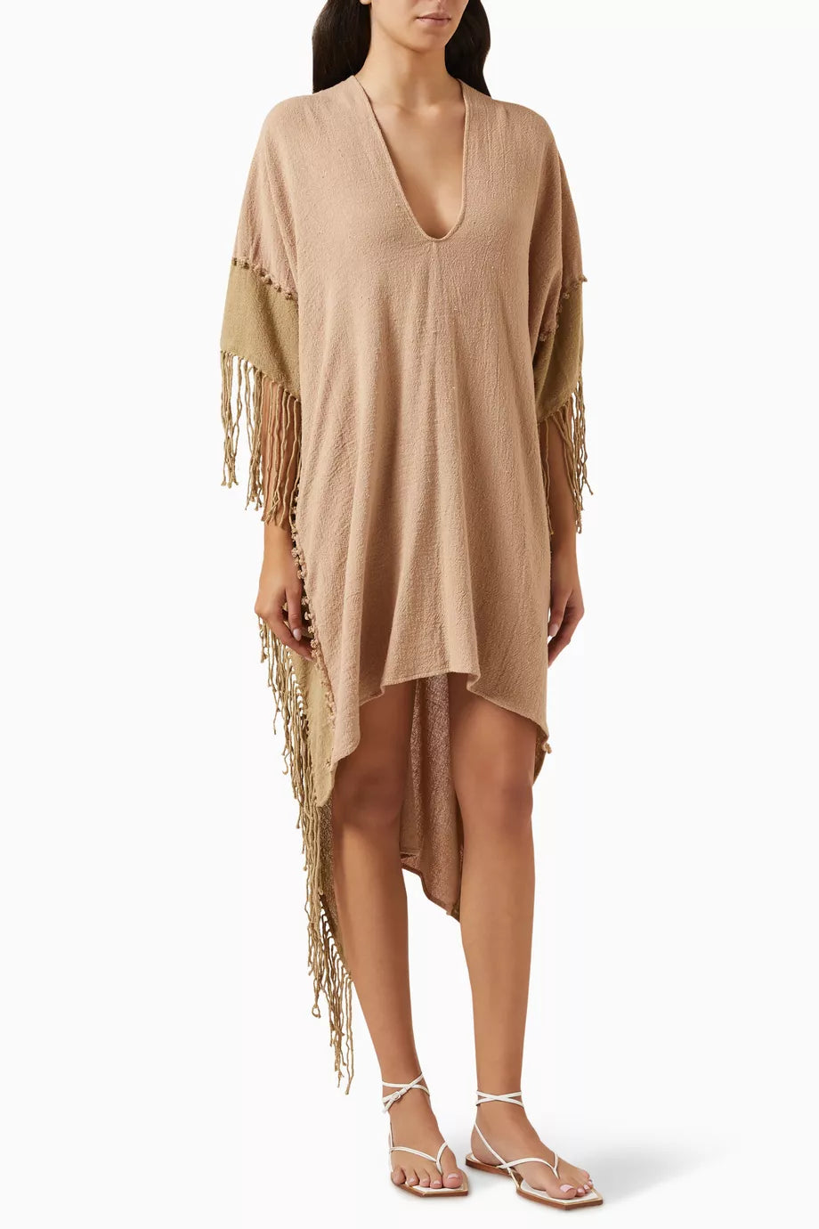 Wisa Fringed Kimono in Cotton-jute