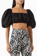 Baku Puff-sleeve Top in Linen