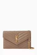 Cassandre Matelassé Envelope Chain Wallet in Quilted Leather