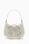 Micro Crescent Bag in Rhinestone Mesh