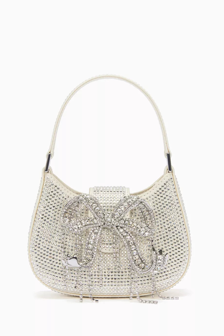 Micro Crescent Bag in Rhinestone Mesh