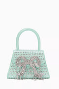 Micro Bow Bag in Rhinestone-studded Satin
