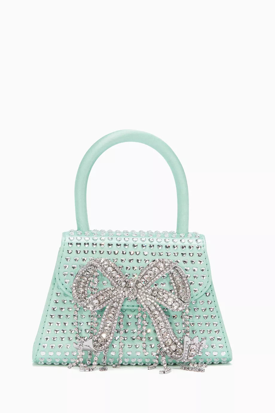 Micro Bow Bag in Rhinestone-studded Satin