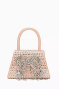Micro Bow Bag in Rhinestone-studded Satin