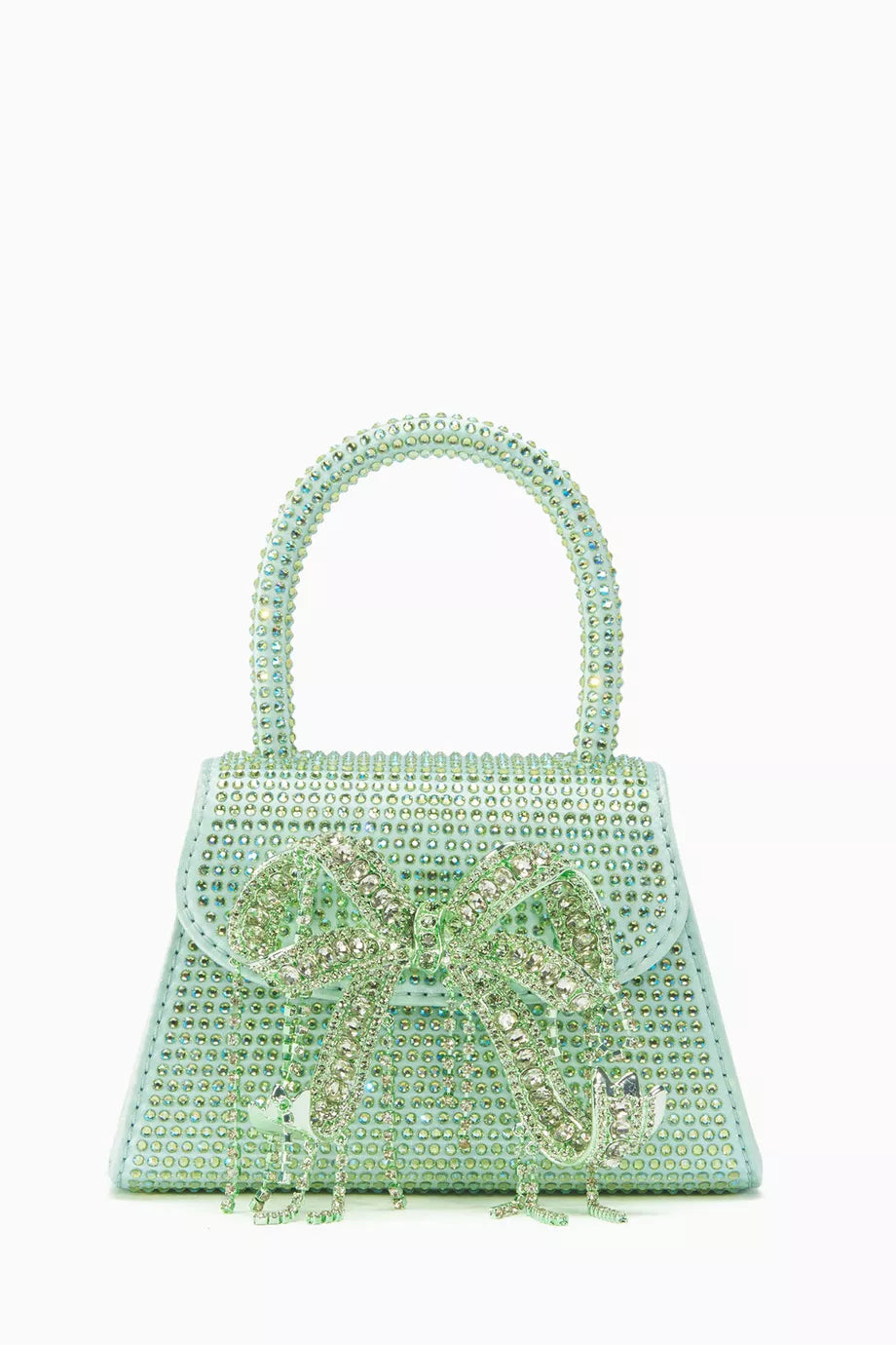 Micro Bow Bag in Rhinestone-studded Satin
