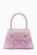 Micro Bow Bag in Rhinestone-studded Satin