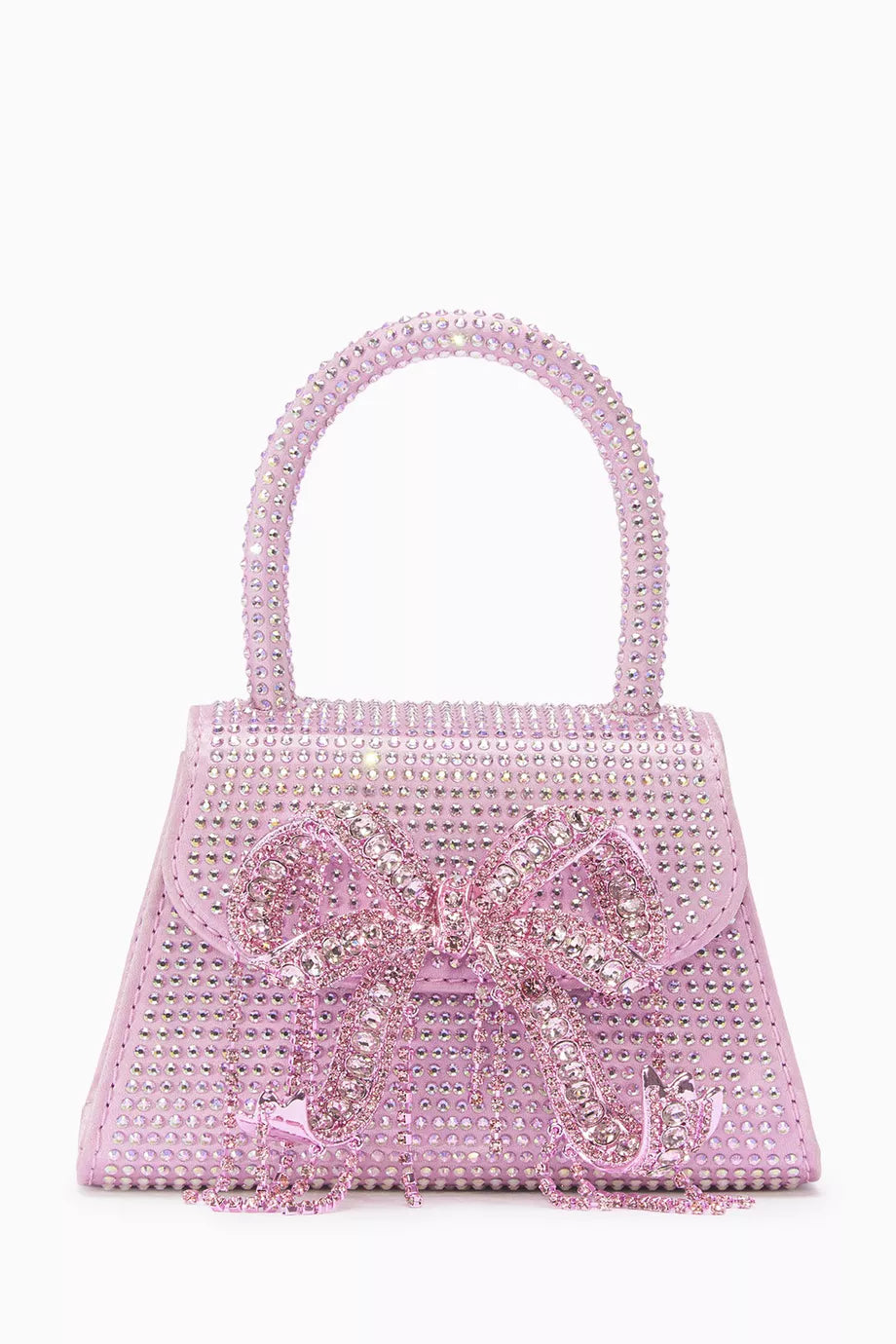 Micro Bow Bag in Rhinestone-studded Satin
