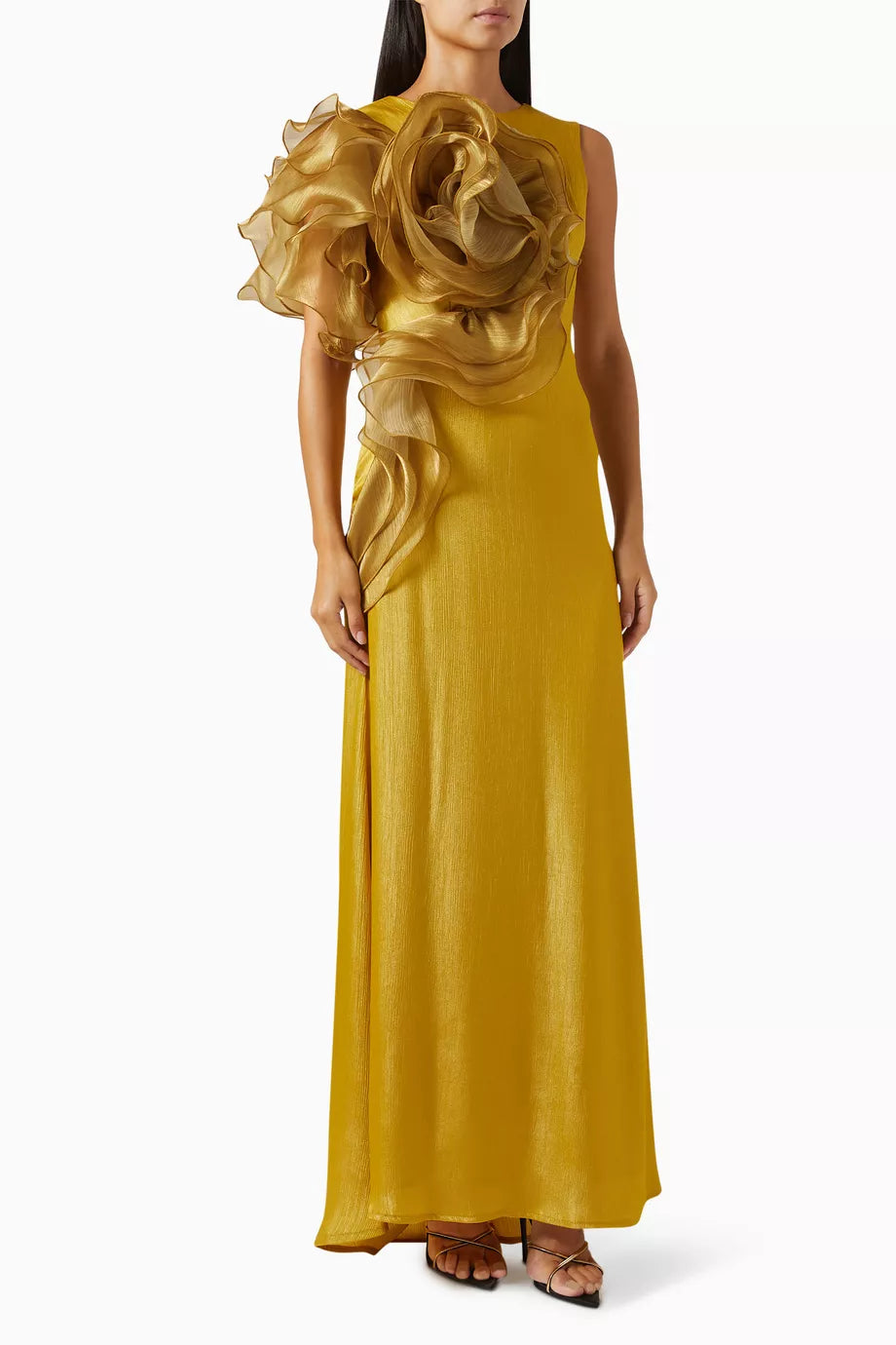 3D Floral Applique Maxi Dress