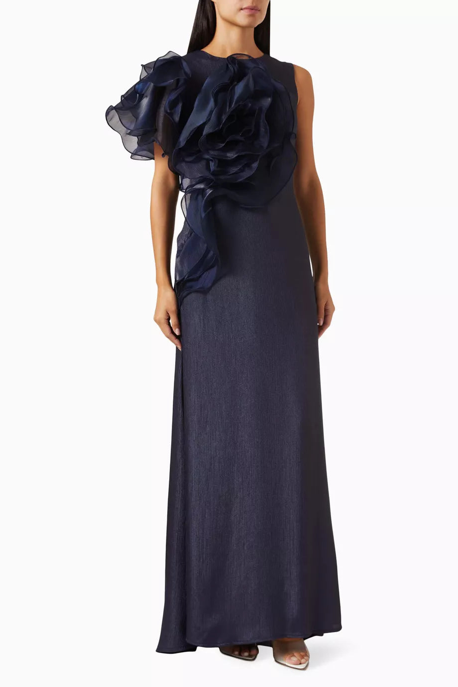 3D Floral Applique Maxi Dress