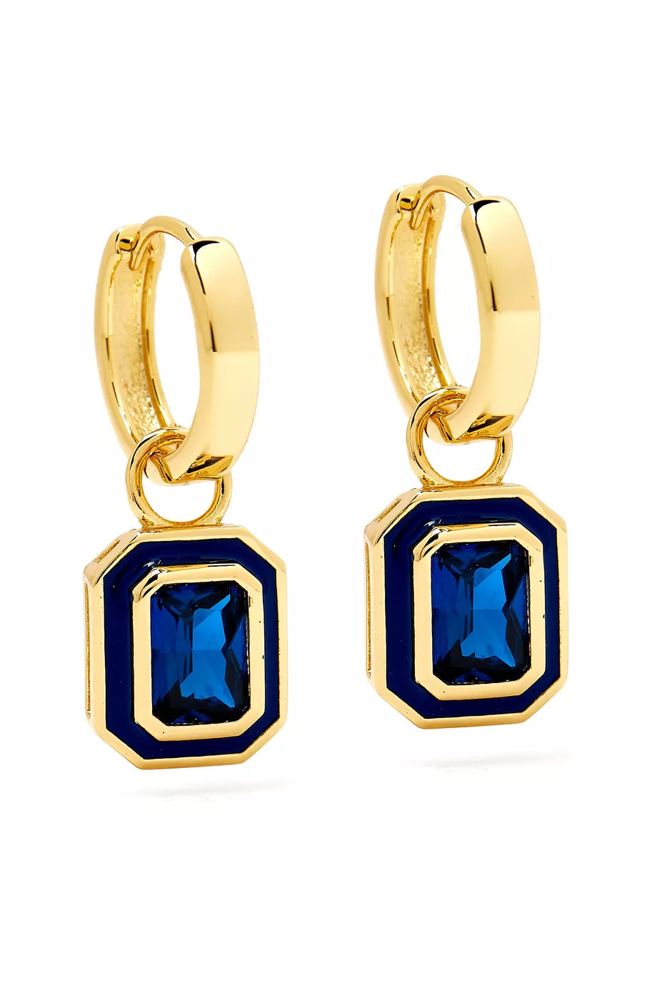 Bezel Charm Huggies in Gold-plated Brass