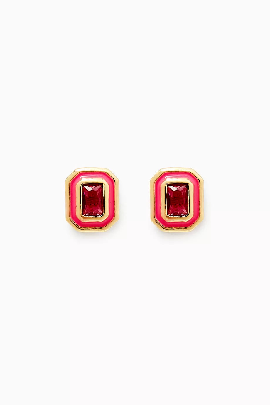 Bezel Stud Earrings in Gold-plated Brass