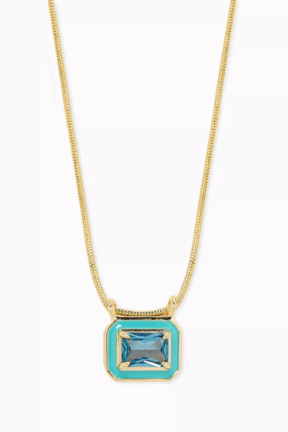 Bezel Pendant Necklace in Gold-plated Brass