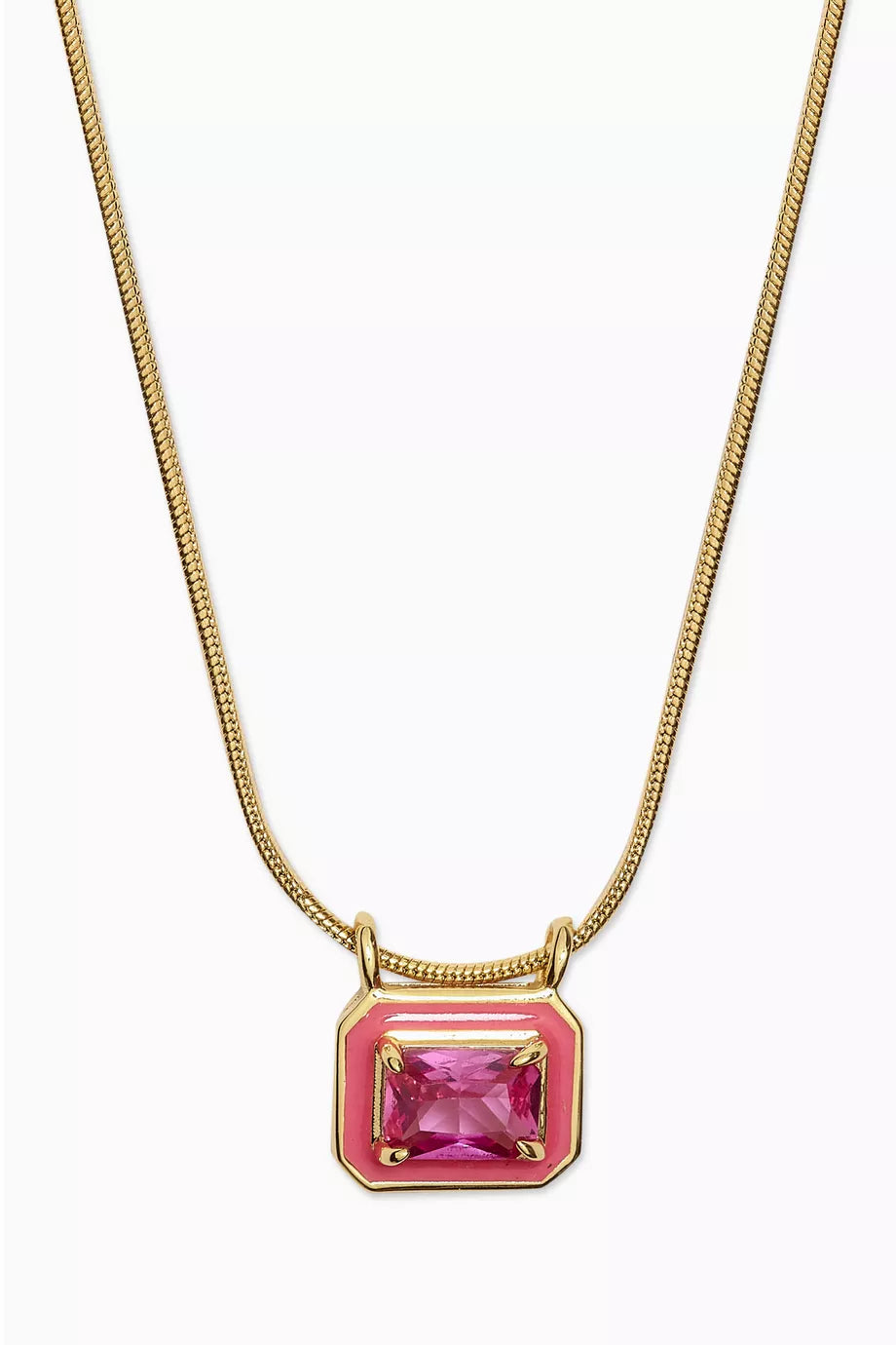Bezel CZ Pendant Necklace in Gold-plated Brass