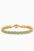 Bezel CZ Emerald Ballier Tennis Bracelet in Gold-plated Brass
