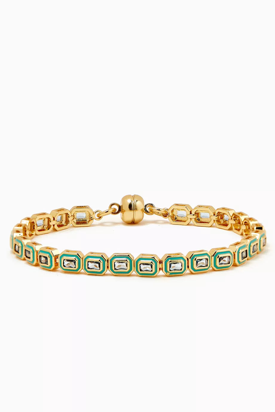 Bezel CZ Emerald Ballier Tennis Bracelet in Gold-plated Brass