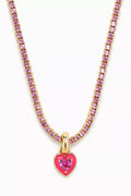 Mini Ballier Heart Charm Necklace in Gold-plated Brass