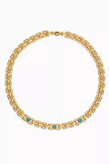Heart Stone Link Bracelet in Gold-plated Brass