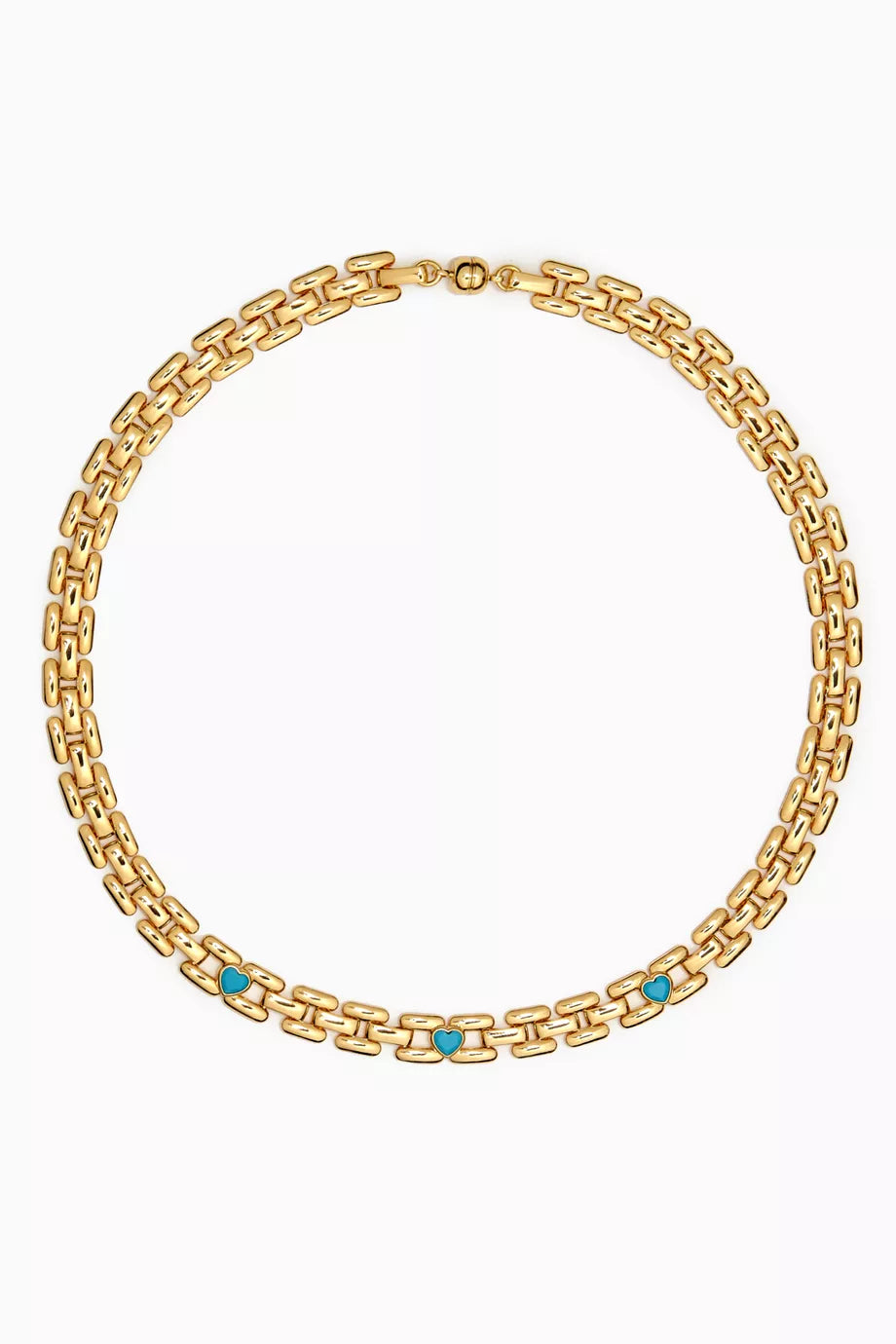 Heart Stone Link Bracelet in Gold-plated Brass
