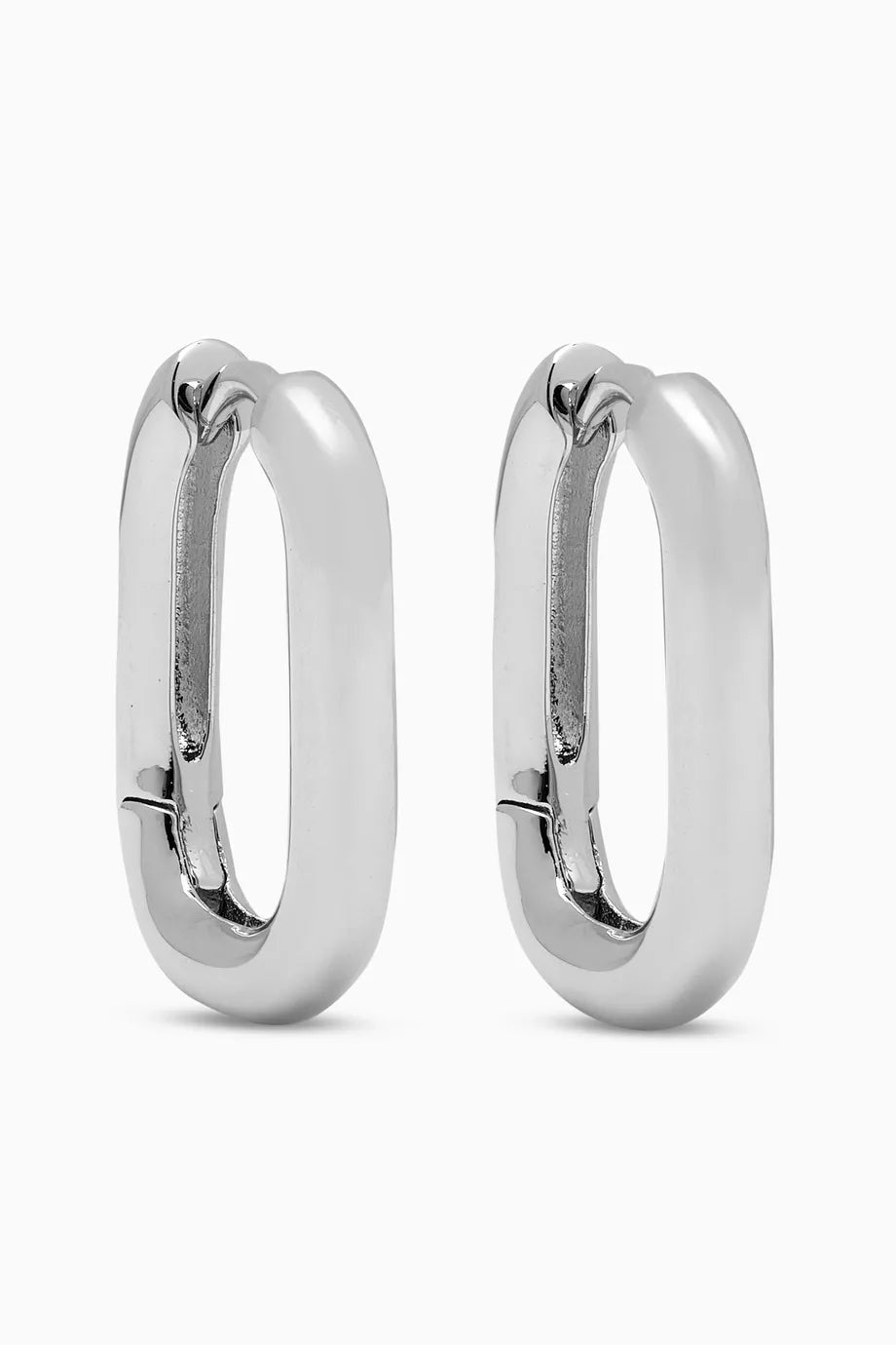 Chain Link Huggie Earrings in Sterling Silver