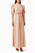 Demure Band Collar Maxi Dress