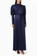 Demure Band Collar Maxi Dress