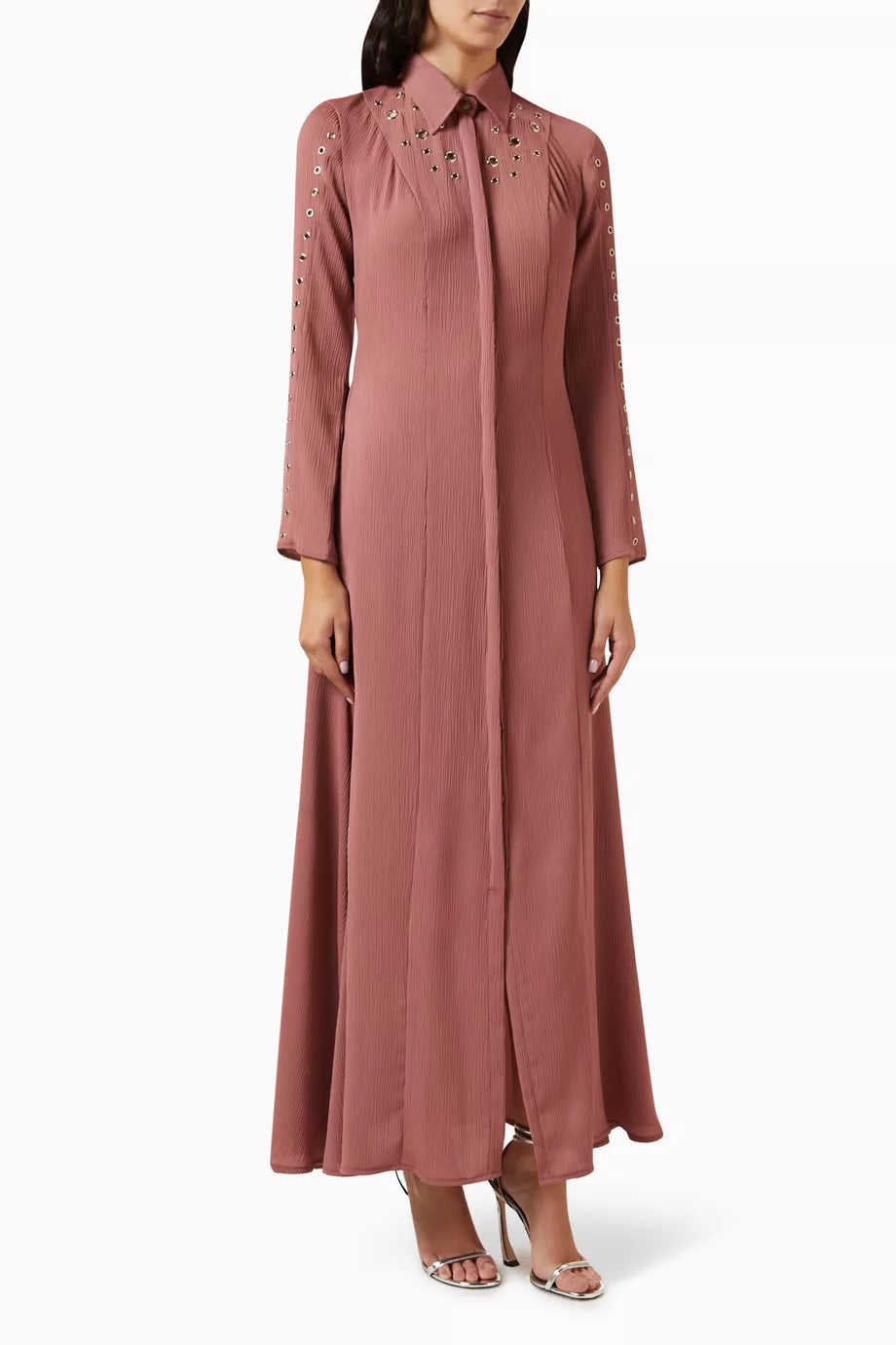 Crinkle Maxi Shirtdress