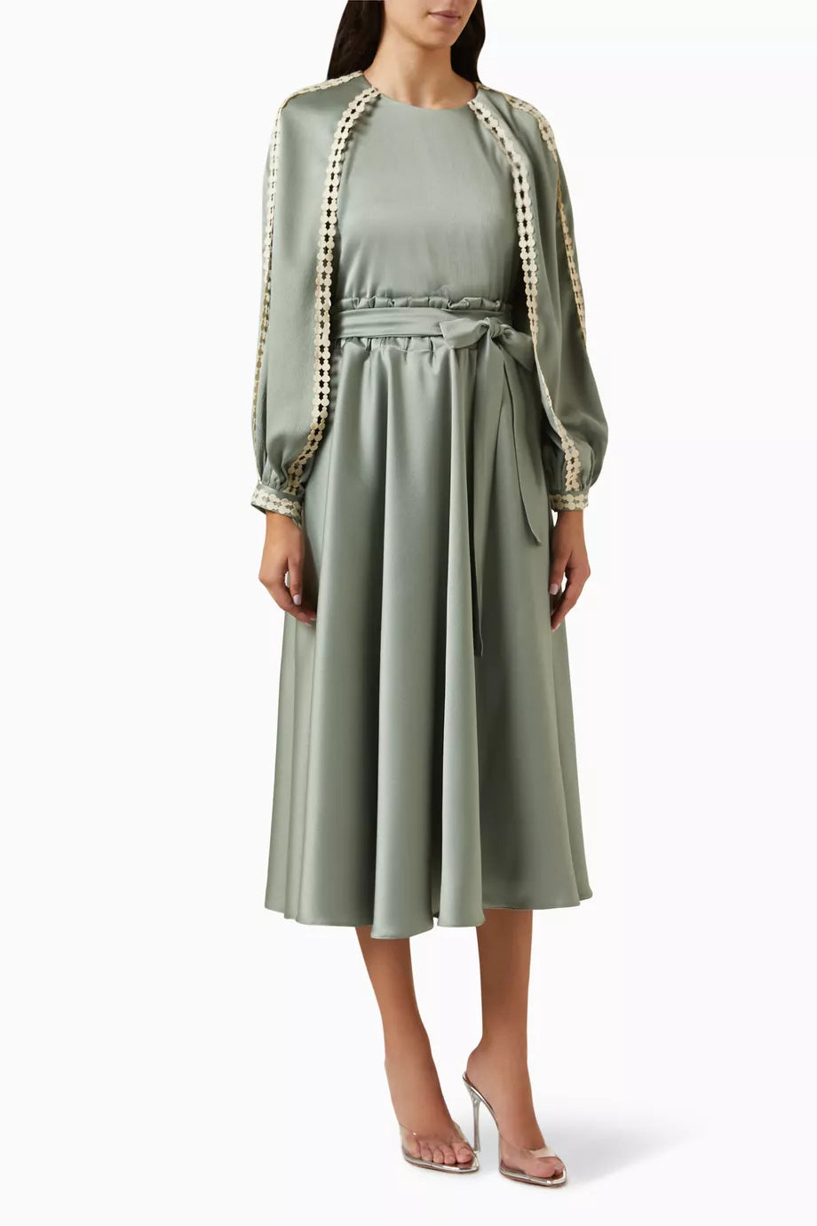 Embroidered Raglan Sleeved Top and Skirt Set