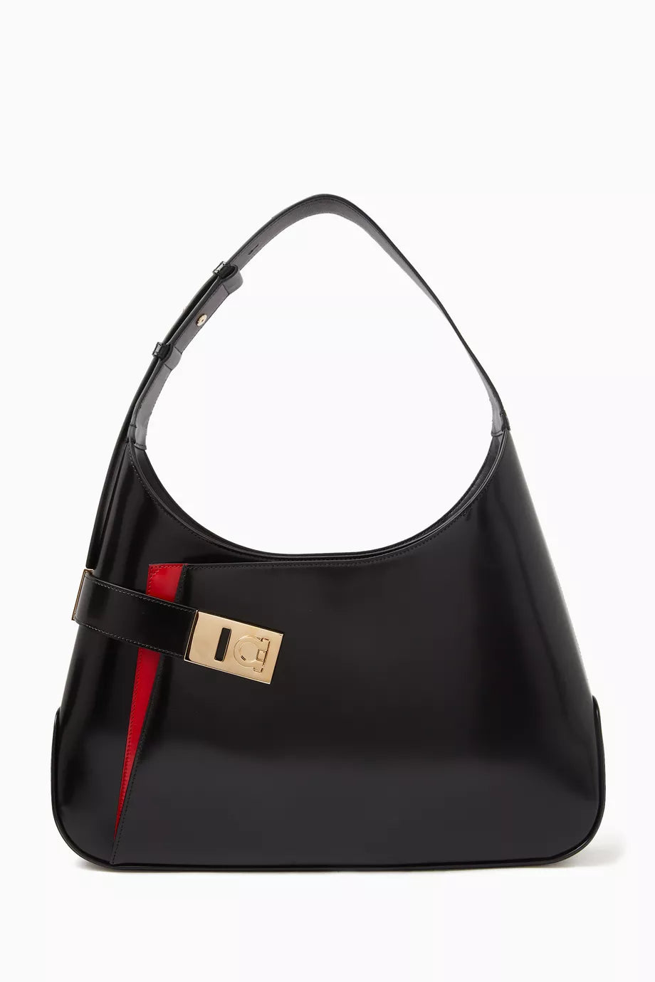 Large Hobo Shoulder Bag in Brushed Leather