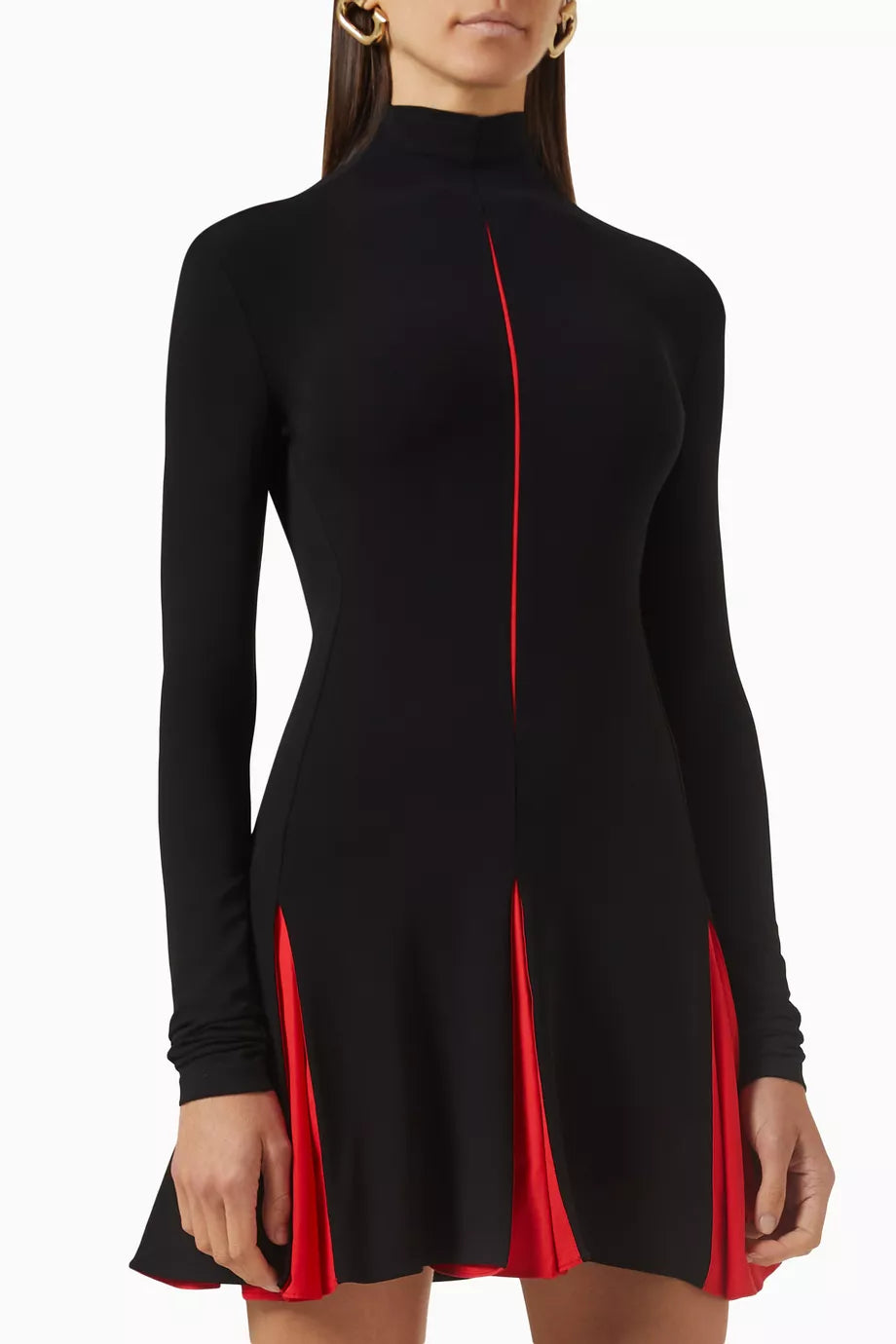 High Collar Mini Dress in Viscose