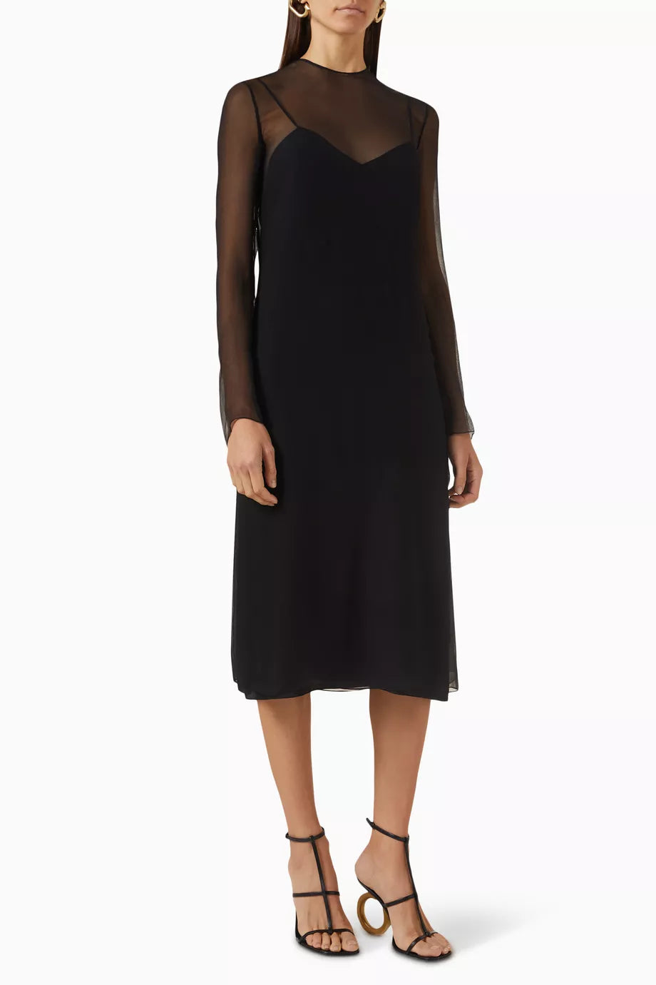 Layered Midi Dress in Silk