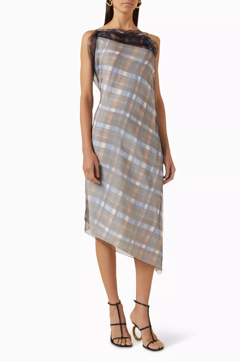 August Check Midi Dress in Organza