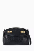 Large Hug Shoulder Bag in Crocodile-embossed Leather
