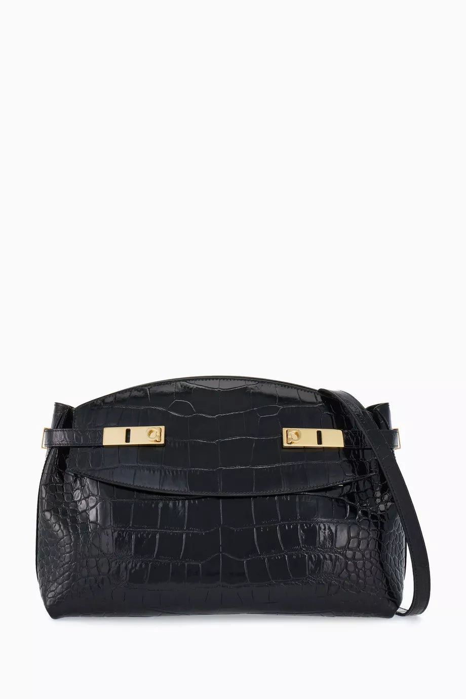 Large Hug Shoulder Bag in Crocodile-embossed Leather