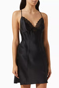 CK Black Vintage Mini Night Dress in Silk-satin & Lace