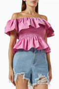 Diana Off-the-shoulders Top in Taffeta