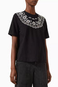 Arabella Embroidered Combo T-Shirt in Cotton