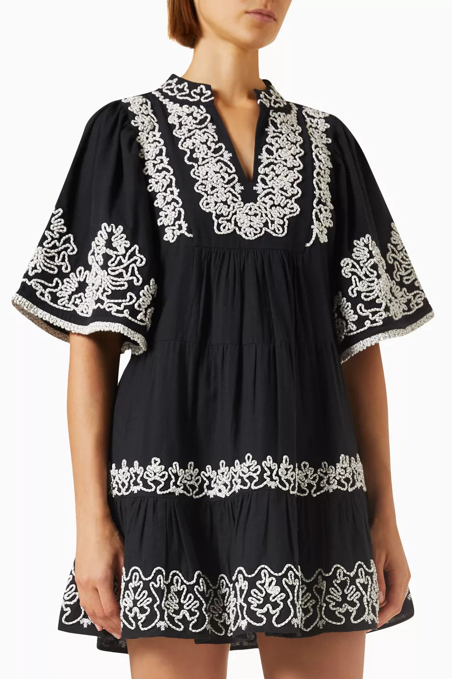 Cordera Embroidered Tiered Dress