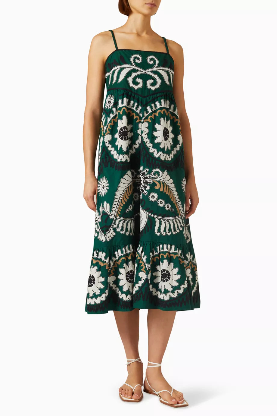 Charlough Print Embroidered Dress in Cotton