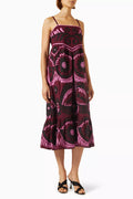 Charlough Print Embroidered Dress in Cotton