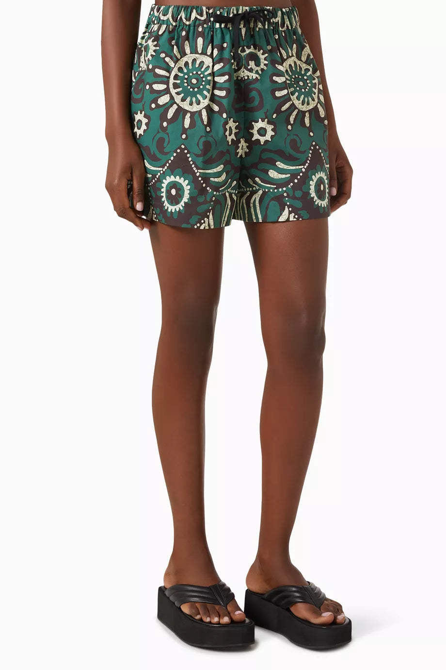 Charlough Print Swim Coverup Shorts in Cotton