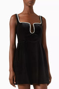 Crystal-embellished Skater Mini Dress in Velvet