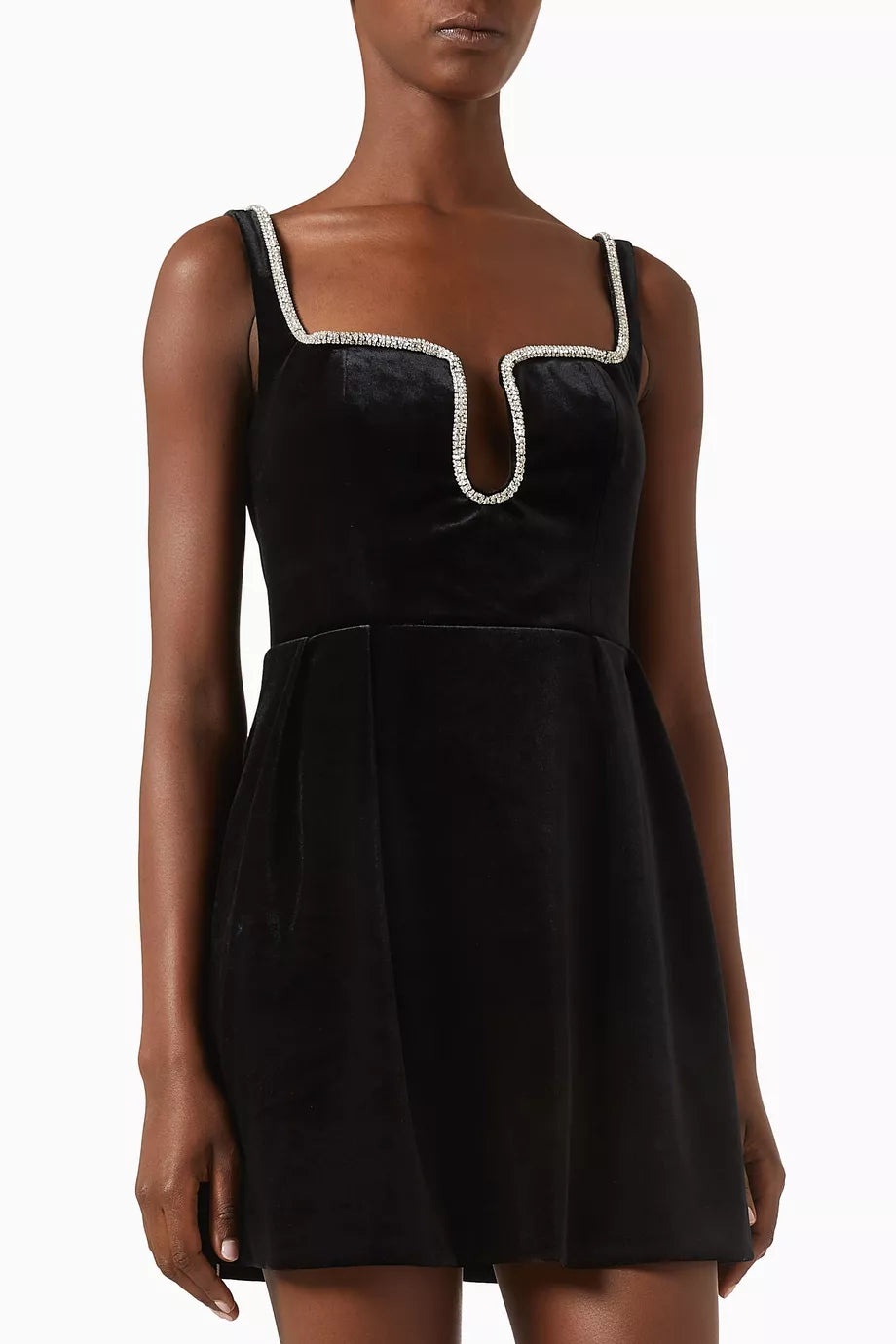 Crystal-embellished Skater Mini Dress in Velvet