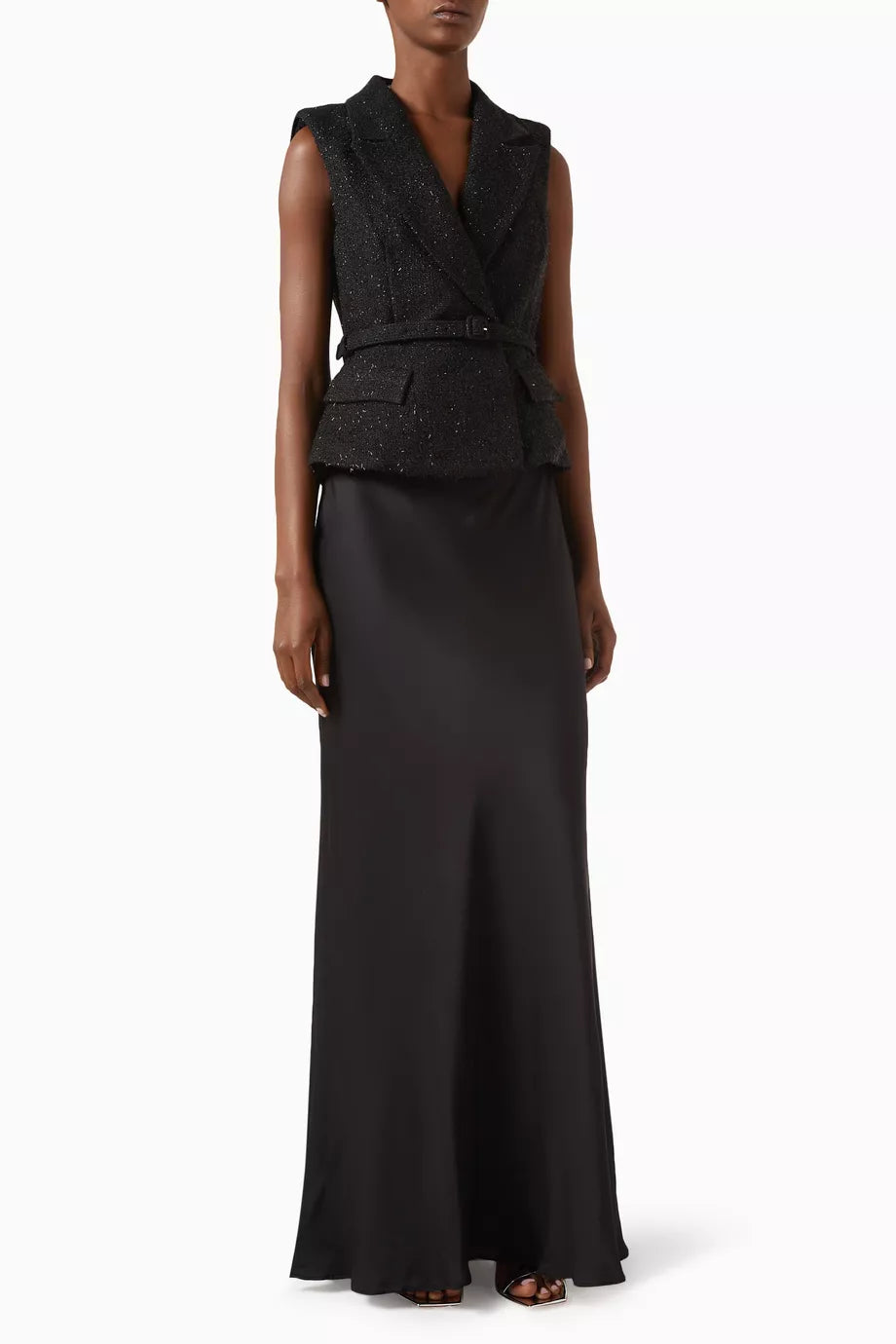 Belted Maxi Dress in Boucle