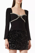 Diamante Bow Top in Crepe