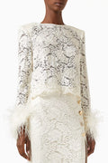Feather-trimmed Top in Lace