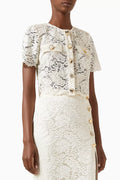 Buttoned Crop Blouse in Lace
