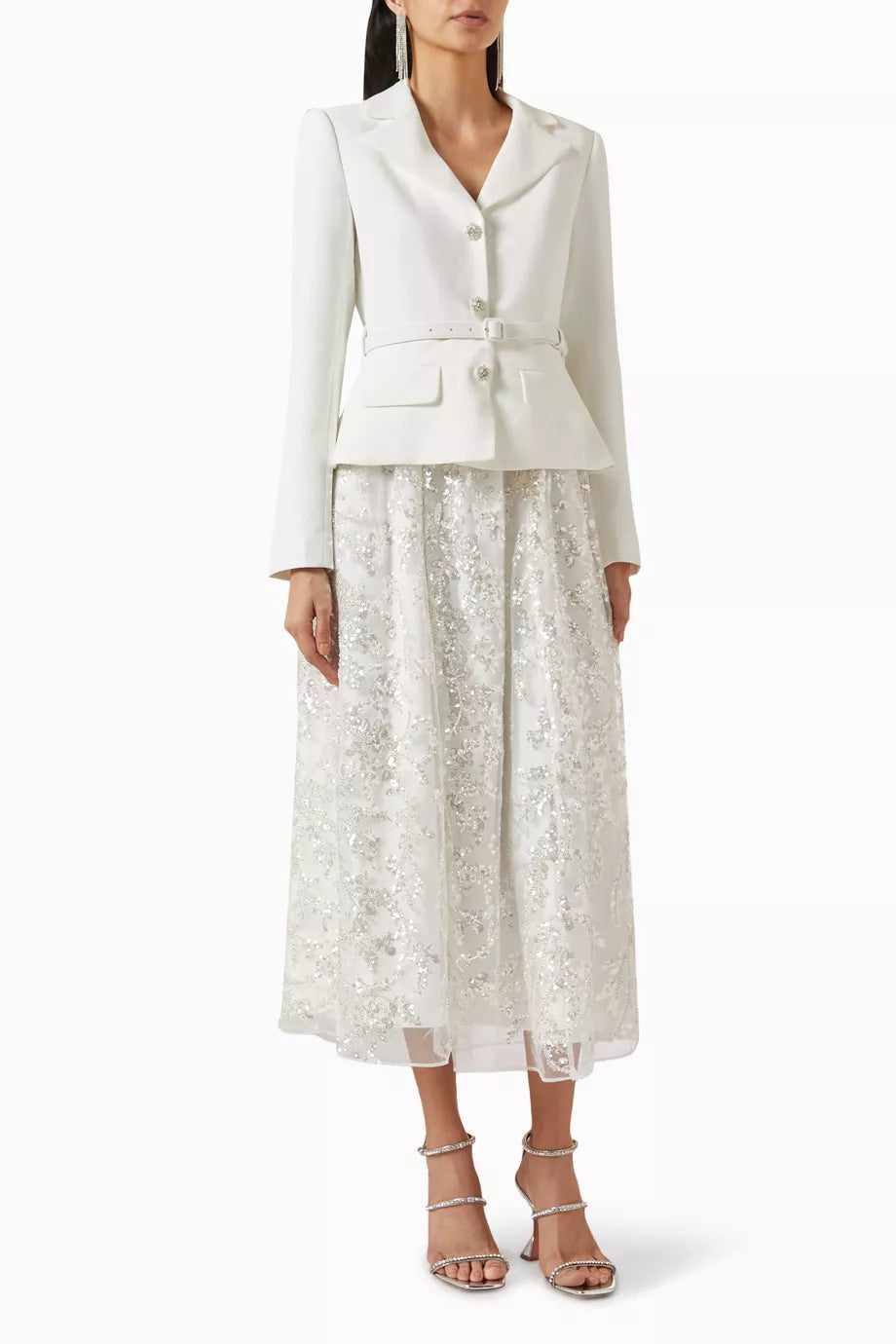 Embellished Midi Dress in Crepe