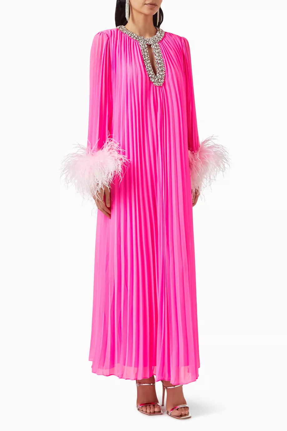 Embellished Feather Dress in Chiffon