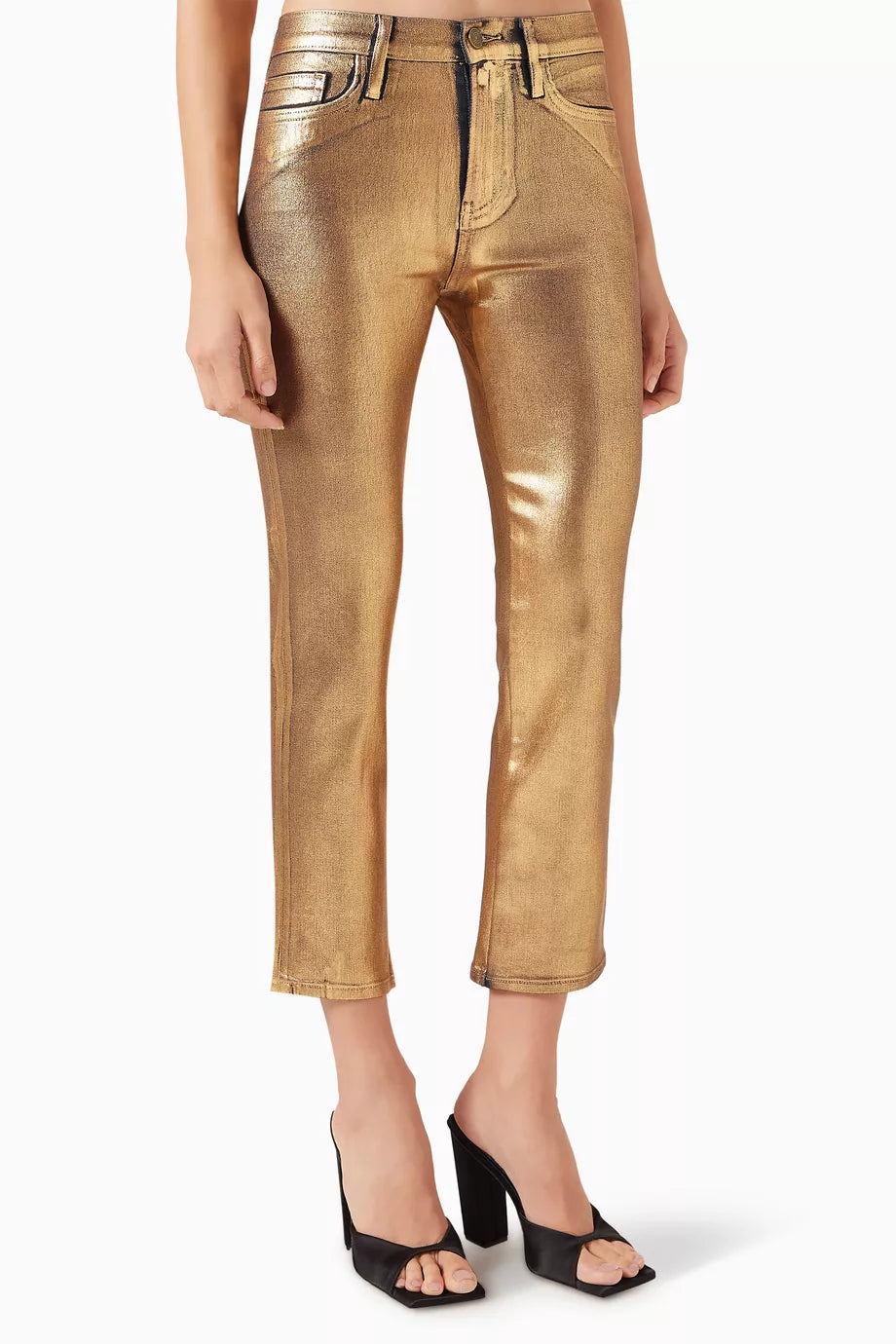 Le High Straight Fit Jeans in Coated Denim